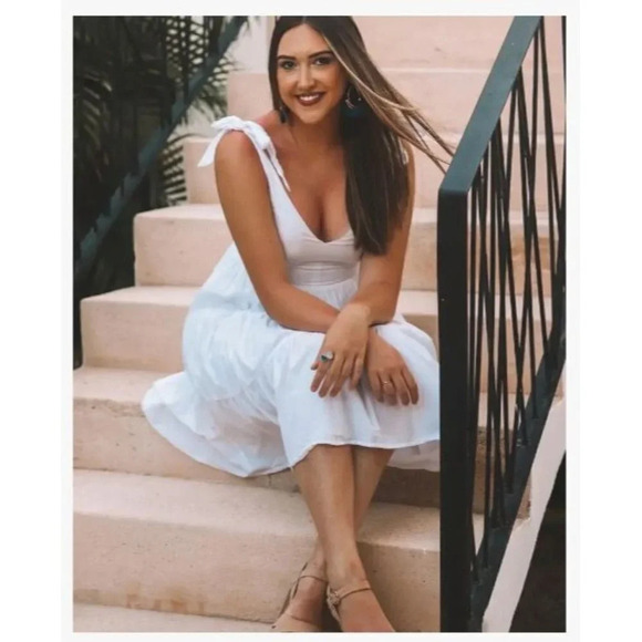 Peter Som Collective Tiered Dress in White Womens Cotton A-line - Picture 10 of 13